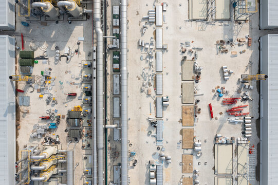 Aerial View of Semiconductor Factory Construction Site.
