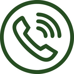 modern phone ring icon in circular outline
