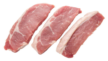 High-protein concept. Fresh pork loin chops on a black background.