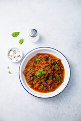Traditional beef ragout with vegetables