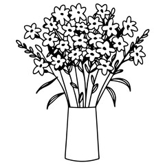 Vector Illustration Bouquet of Flowers in Vase for Art and Design Projects