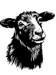 Detailed Black and White Sheep Portrait Vector Art for Design and Decor