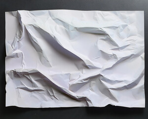 Obraz premium wrinkled poster template, crumpled white paper texture, and mockup of a blank glued creased paper sheet.