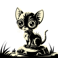 Obraz premium Adorable Big Eyed Cat Vector Illustration for Creative Designs and Art Projects