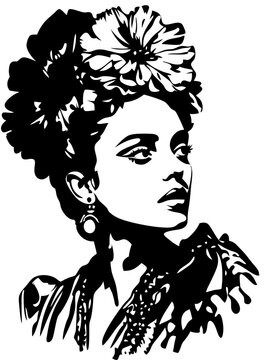 Elegant Woman with Floral Headpiece Vector Art for Creative Design