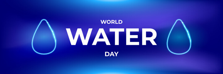 World water day blue horizontal banner design template. 22 march International water day blue concept horizontal vector illustration with text and water on blue wave background.