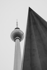 Fernsehturm, Schwarzweiß, Alexanderplatz, Berlin, Deutschland, Europa