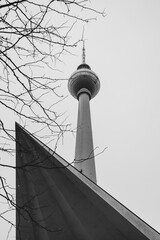 Fernsehturm, Schwarzweiß, Alexanderplatz, Berlin, Deutschland, Europa