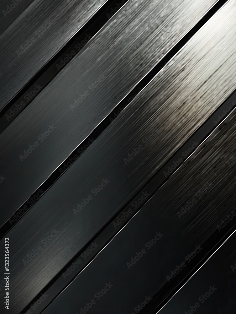 Poster Dynamic metallic background featuring sleek diagonal lines in silver and black with a glowing intersection for text inclusion