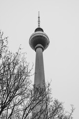 Fernsehturm, Schwarzweiß, Alexanderplatz, Berlin, Deutschland, Europa