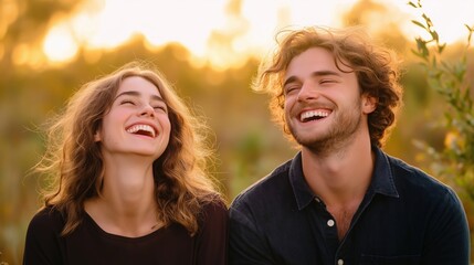 Fototapeta premium Joyful Moment Between Young Couple Outdoors