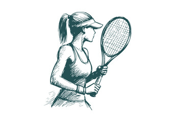Tennis Player hand drawn sketch vector illustration