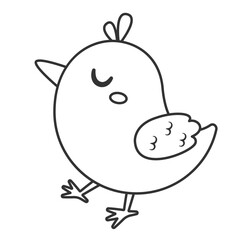 Cute chicken. Colouring page. Vector template. Simple flat illustration