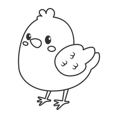 Cute chicken. Colouring page. Vector template. Simple flat illustration