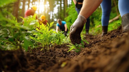 Naklejka premium Community Effort in Tree Planting Event
