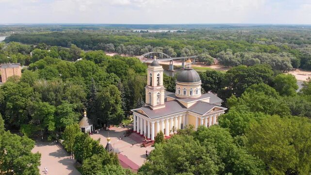Aerial view of the Cathedral of St. Peter and St. Paul in Gomel, Belarus