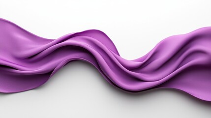 Elegant Flowing Purple Fabric Wave on Pristine White Background Creating Beauty