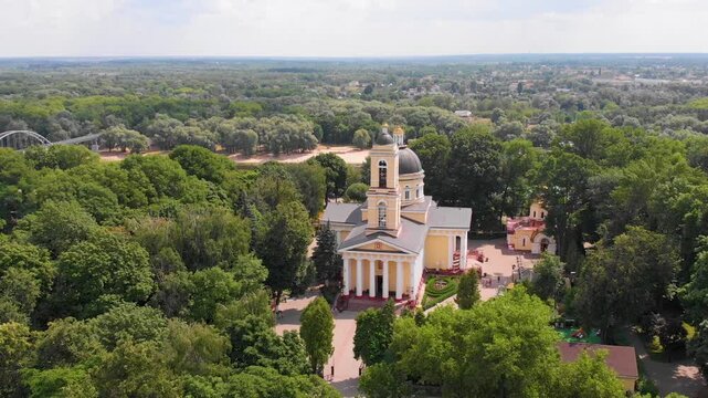 Aerial view of the Cathedral of St. Peter and St. Paul in Gomel