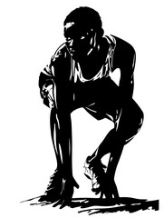 Fototapeta premium Athlete Ready to Sprint Silhouette Vector for Sports Design Inspiration