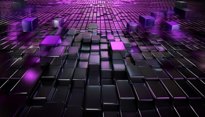 Fototapeta premium abstract metallic black and purple background with cubes