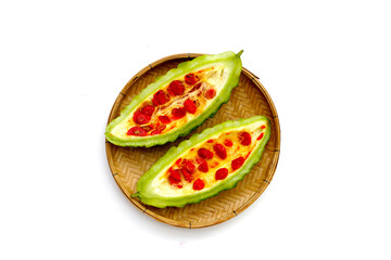 Bitter melon on white background.