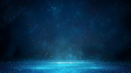 Abstract Blue Background With Glittering Lights And Sparkling Dust Creating A Dreamy Cosmic Atmosphere