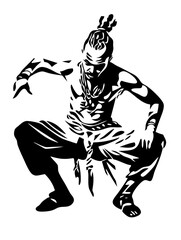 Obraz premium Dynamic Tribal Warrior Silhouette for Art and Design Projects