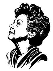 Vintage Woman Profile Silhouette Art Black Vector Perfect for Tattoos and Design