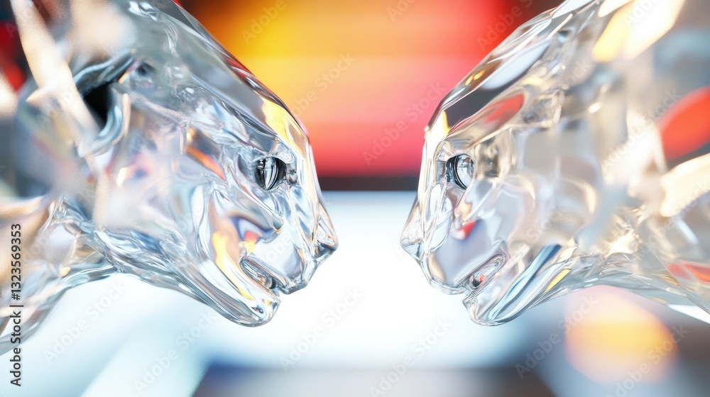 Aufkleber Crystalline AI Companions Futuristic Glass-Morphic Robotic Pet Interfaces Transforming Digital Interaction and Smart Home Technology Experiences