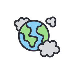 Air pollution colored icons, minimalist vector illustration ,simple transparent graphic element .Isolated on white background