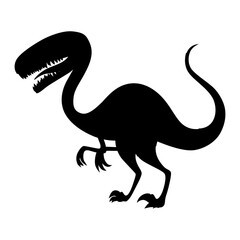 Cartoon dinosaur baby silhouette. Dino monsters icon. Prehistoric funny little monster for children theme. Vector illustration isolated on white