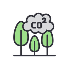 Polluted forest colored icons, minimalist vector illustration ,simple transparent graphic element .Isolated on white background