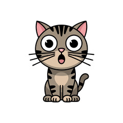 Cute Surprised Cartoon Cat Illustration for Kids Design and Merchandise