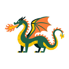 Obraz premium Vibrant Fire-Breathing Dragon Illustration for Fantasy Themes and Tattoo Designs