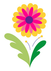 Mexican traditional flower. Ethnic embroidery decoration. Ornate folk graphic, wallpaper element. Festive mexican floral motif. Vector illustration