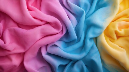Obraz premium Vivid Close Up of Colorful Rainbow Fabric Textiles in Bright Light
