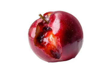 A Decaying Red Apple, A Poignant Symbol Of Times Relentless March And Natures Inevitable Cycle, Captured Against A Stark Isolated on Transparent Background