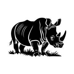 Obraz premium Majestic Rhino Silhouette Vector Art for Wildlife Design and Artistic Projects