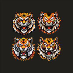 Fierce tiger head mascot logo for sports and esports.