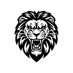 Majestic Roaring Lion Head Vector Illustration for Tattoos and Logos