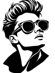 Stylish Sunglasses and Hair Silhouette Vector Art for Fashion and Design Projects