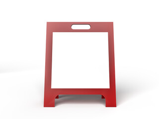 Realistic 3D plastic standing folding sandwich board mockup. Blank portable template vertical placard sign for welcome sign, greeting, banner, events, ads, showcase, sidewalk or caution sign