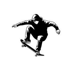 Fototapeta premium Skateboarder Performing Trick in Hoodie Vector Artwork for Urban Design