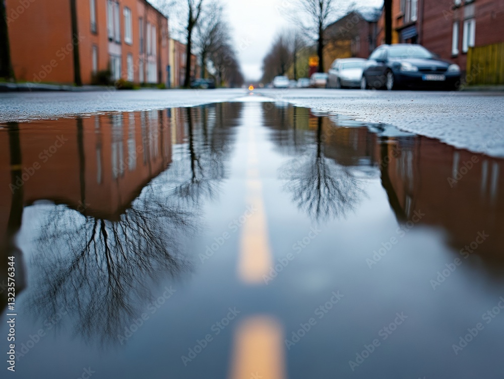 Poster climate resilience urban documentation reflective flood aftermath visualization - atmospheric street