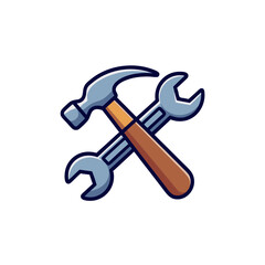 Crossed Hammer and Wrench Vector for Construction or DIY Projects
