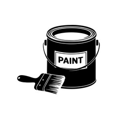 Paint Can and Brush Vector Illustration for Creative Art and Design Projects
