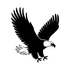 Obraz premium Majestic Eagle Silhouette Vector Art for Wildlife Designs and Tattoos