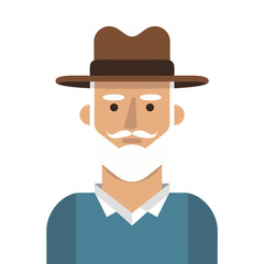 Obraz premium Elderly Man Illustration with Hat and Beard for Avatar Design and Character Branding