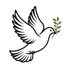 Obraz premium Peace Dove Vector Art Illustration with Olive Branch Symbol of Harmony