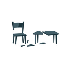 Fototapeta premium Broken Chair and Table Vector Art for Repair or Destruction Themes